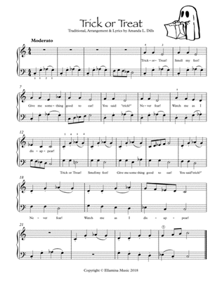 Trick or Treat (Halloween song - with updated lyrics - for Easy Piano)