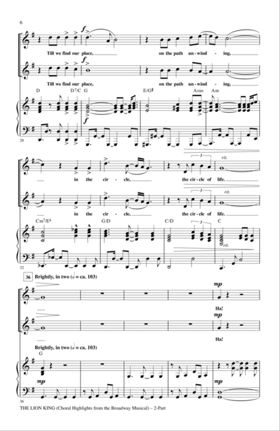 The Lion King (Broadway Musical Highlights) 2-Part scores gallery preview page 4