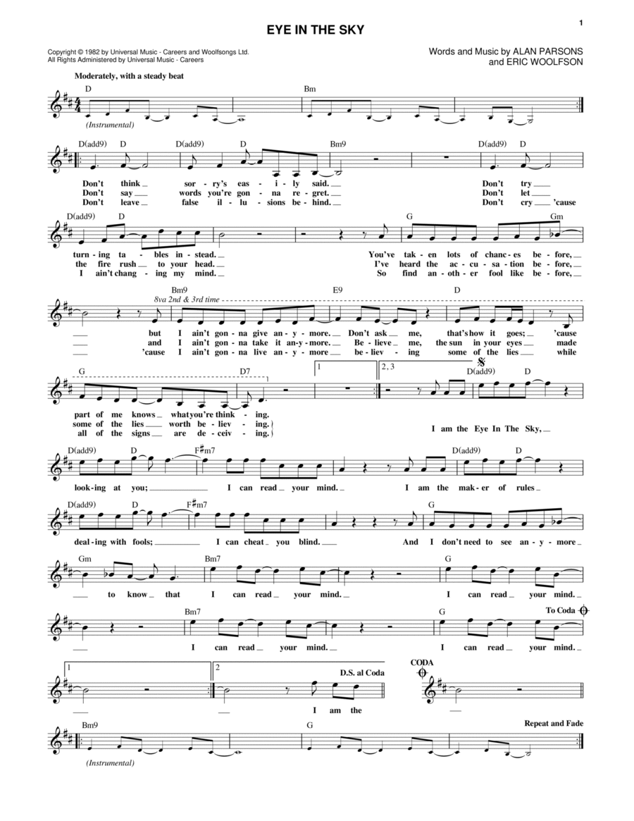 Eye In The Sky Electric Guitar scores gallery preview page 1