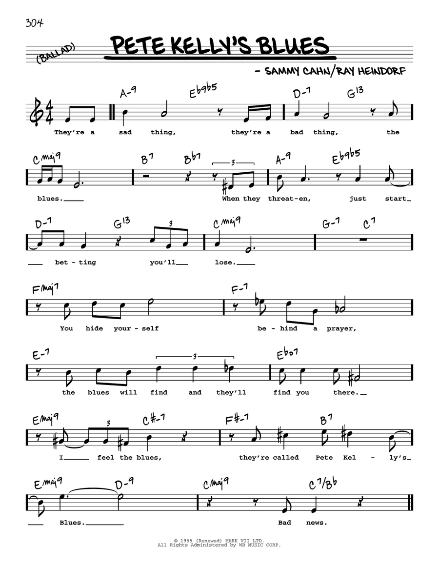 Pete Kelly's Blues (High Voice) High Voice scores gallery preview page 1