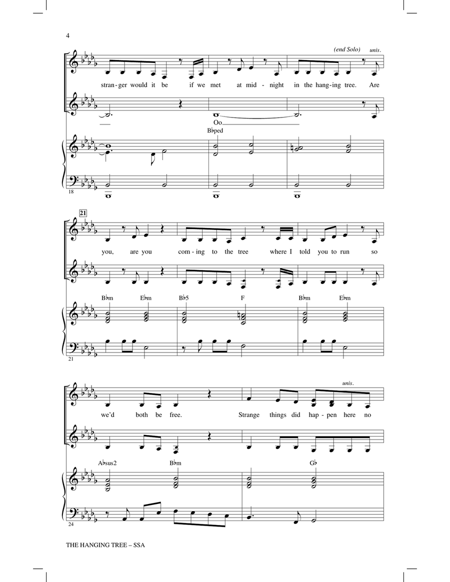The Hanging Tree (arr. Mark Brymer) SSA scores gallery preview page 3