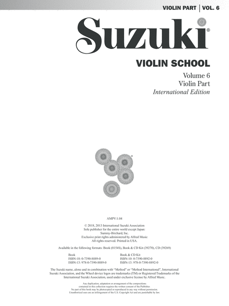 Suzuki Violin School, Volume 6 image number null