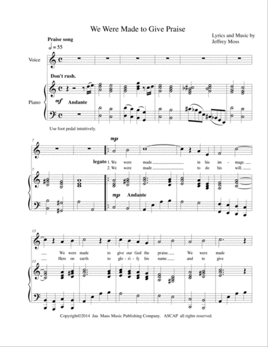 We Were Made to Give Praise to Him Voice scores gallery preview page 1