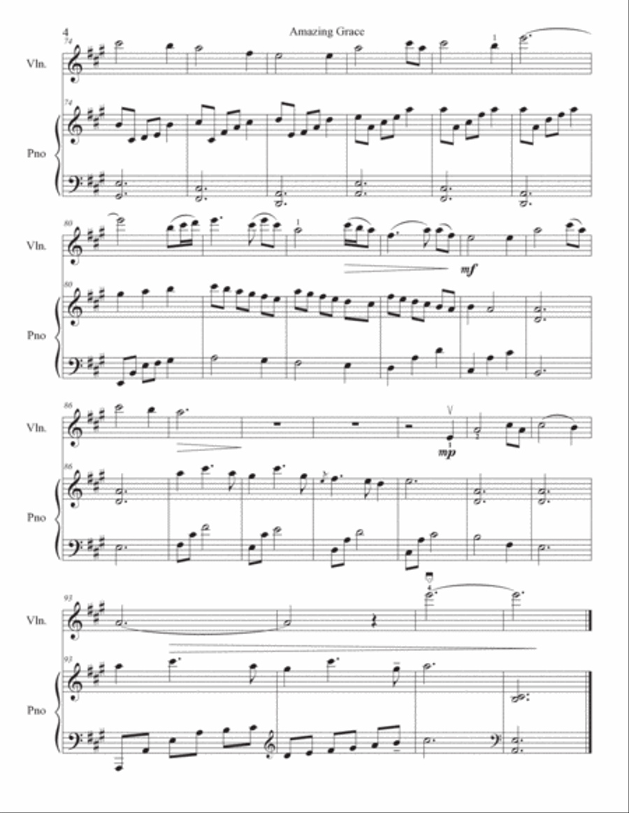 Amazing Grace Violin Solo scores gallery preview page 5
