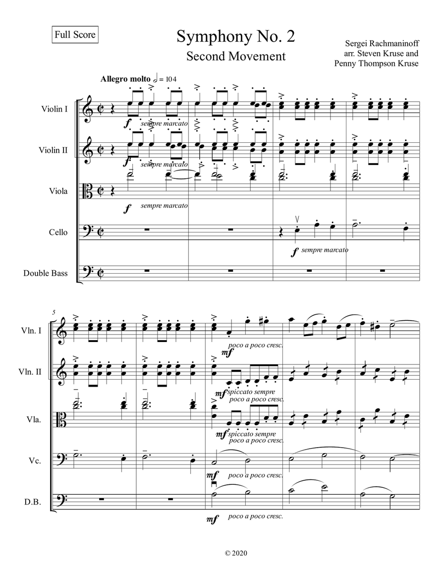 Sergei Rachmaninoff: Symphony No. 2, Second Movement Arranged for String Orchestra String Orchestra scores gallery preview page 3