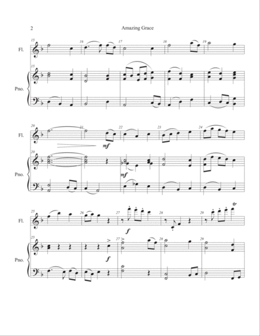 Amazing Grace for Flute and Piano Flute Solo scores gallery preview page 4