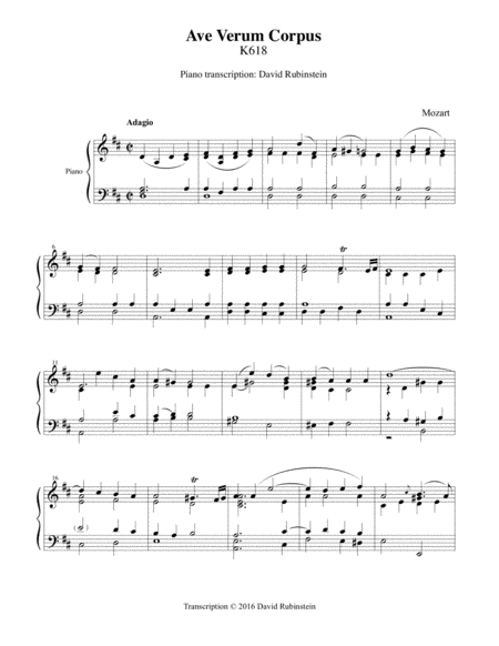 Ave Verum Corpus, K.618 - piano transcription