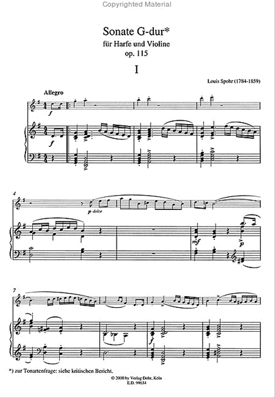 Sonate für Harfe und Violine G-Dur op. 115 (1809) (Originaltonart) Harp scores gallery preview page 2