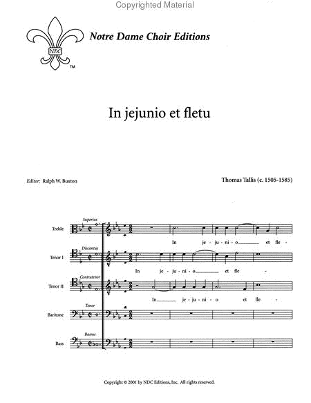 In jejunio et fletu for Five Voices
