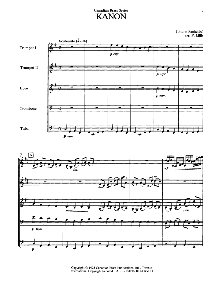 Kanon - Full Score Brass Ensemble scores gallery preview page 1