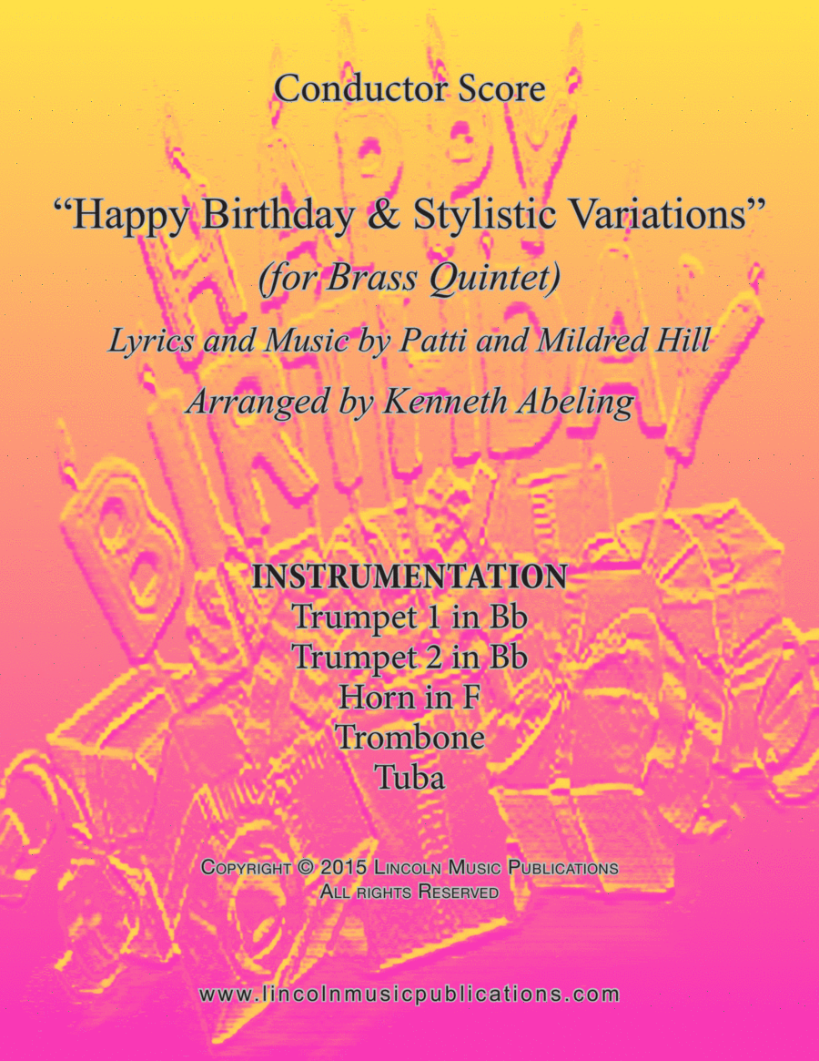 Happy Birthday and Stylistic Variations (for Brass Quintet) Brass Quintet scores gallery preview page 1
