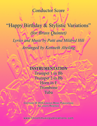 Book cover for Happy Birthday and Stylistic Variations (for Brass Quintet)