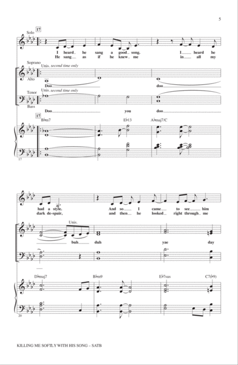 Killing Me Softly With His Song (arr. Paris Rutherford) 4-Part scores gallery preview page 3