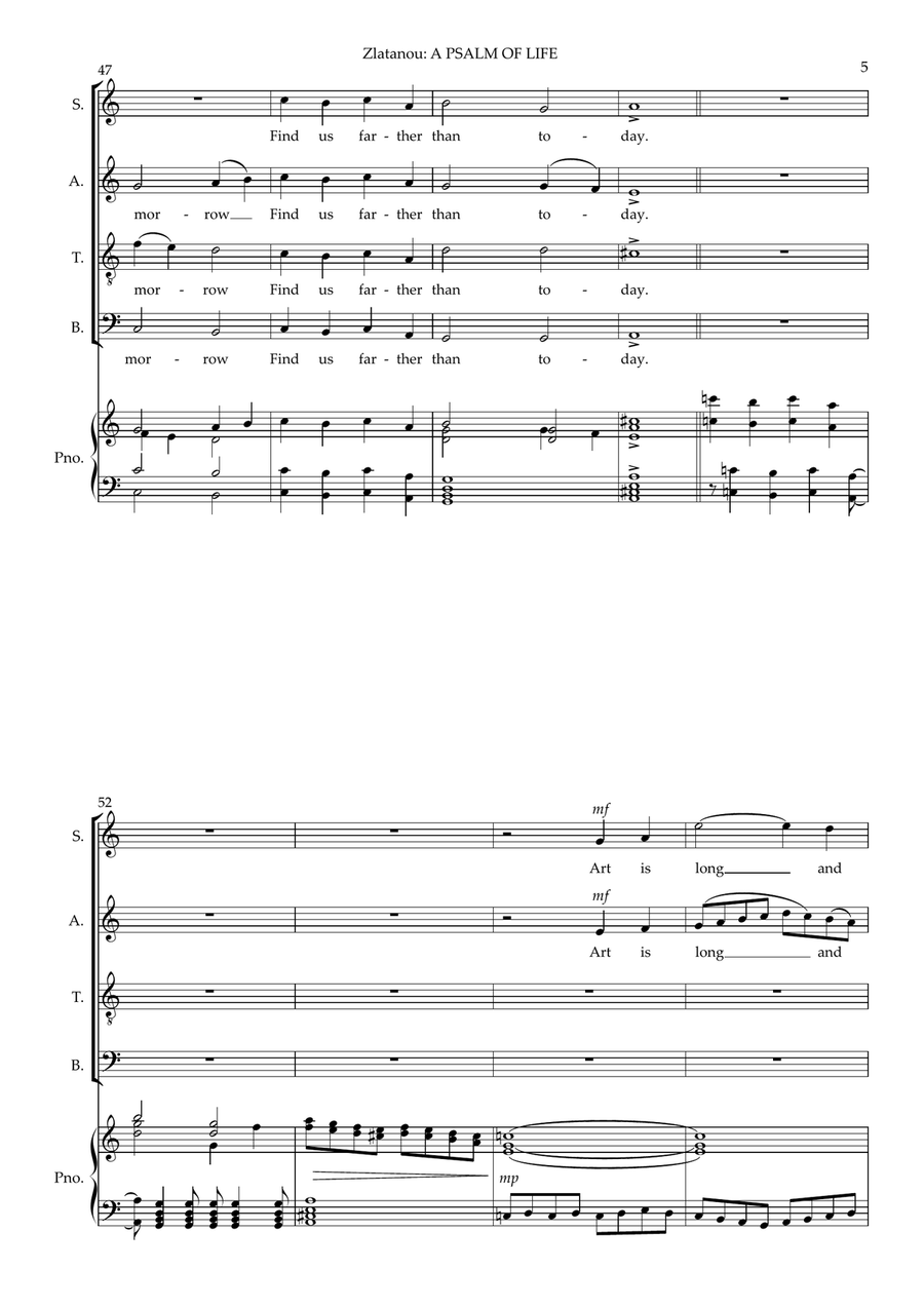 A PSALM OF LIFE, for SATB choir and piano 4-Part scores gallery preview page 5