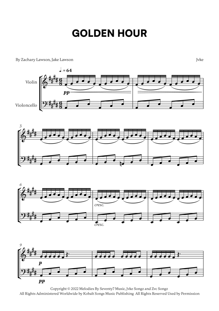 Golden Hour String Duet scores gallery preview page 1