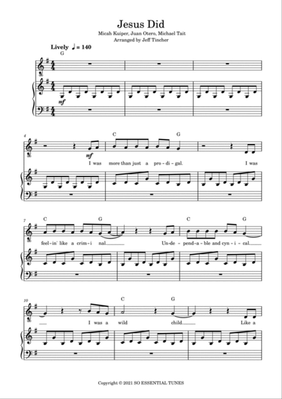 Jesus Did Piano, Vocal, Guitar scores gallery preview page 2