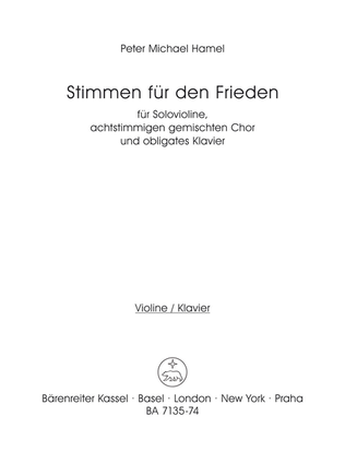 Book cover for Stimmen für den Frieden für Solovioline, achtstimmigen gemischten Chor und obligates Klavier (1982)