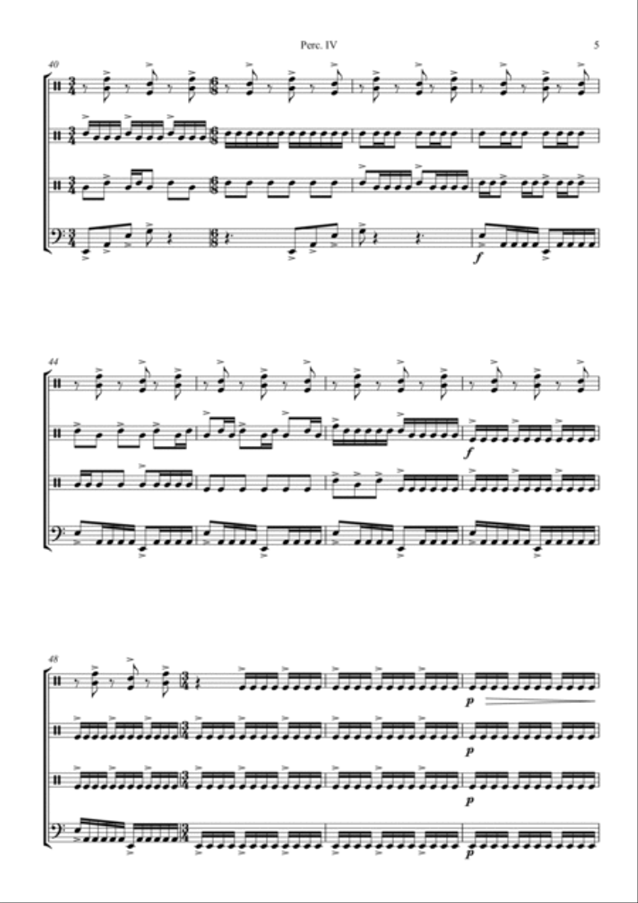 DRUMS for 4 Percussionists-Kyungjung, Kim- Drums scores gallery preview page 5