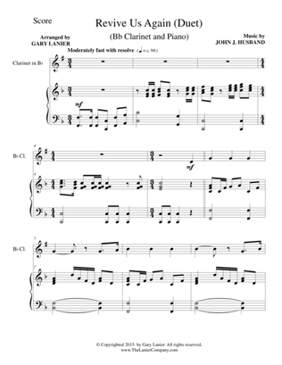 REVIVE US AGAIN (Duet – Bb Clarinet and Piano/Score and Parts)