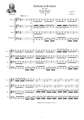 Vivaldi - Sinfonia in B minor RV 168 for String Quartet - Score and Parts