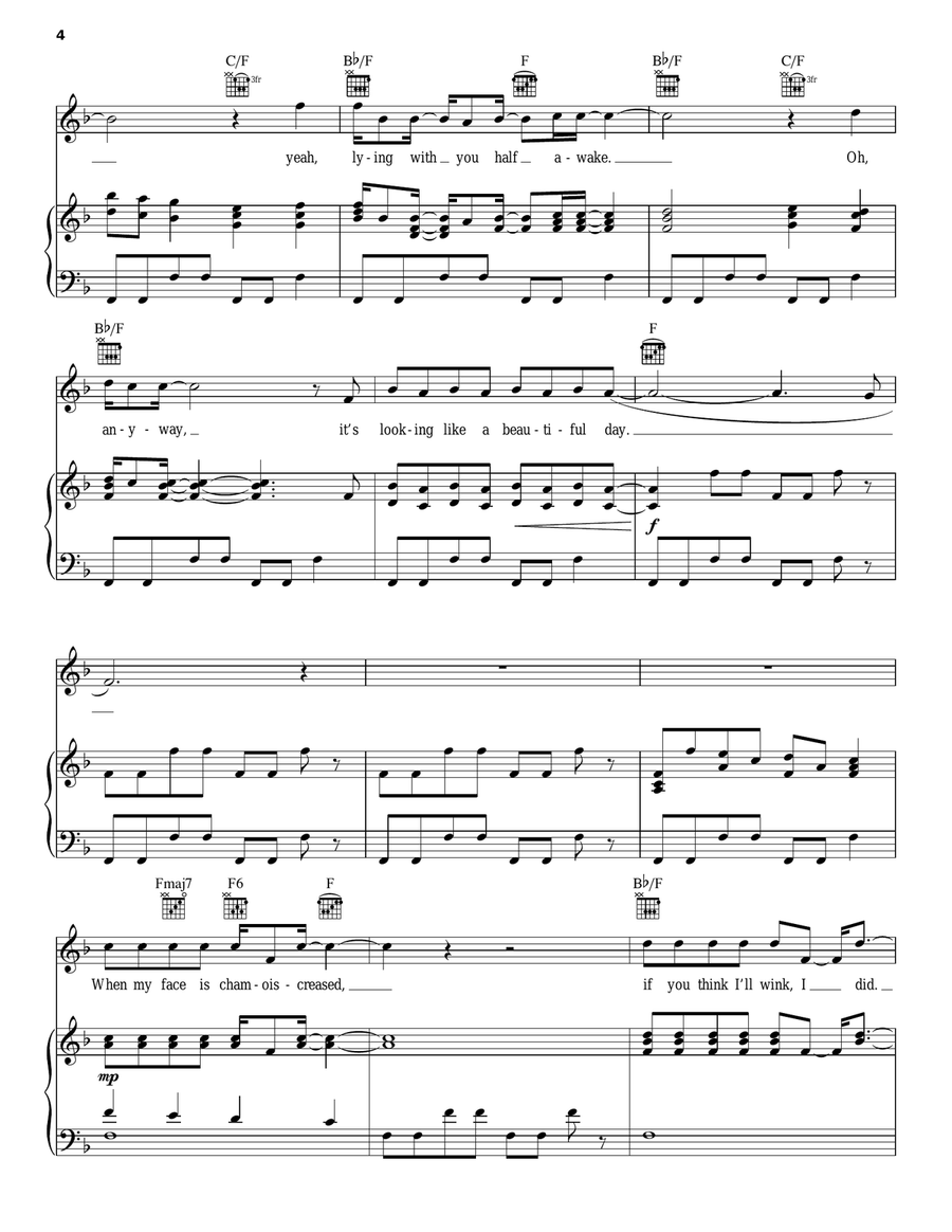 One Day Like This Piano, Vocal, Guitar scores gallery preview page 4