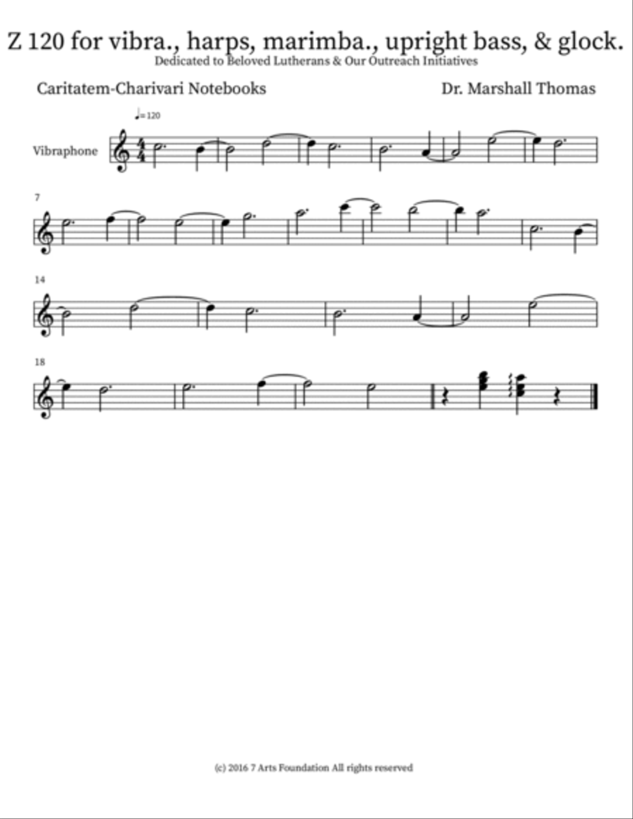 Z 120 for vibra., harps, marimba., upright bass, & glock. Double Bass scores gallery preview page 6