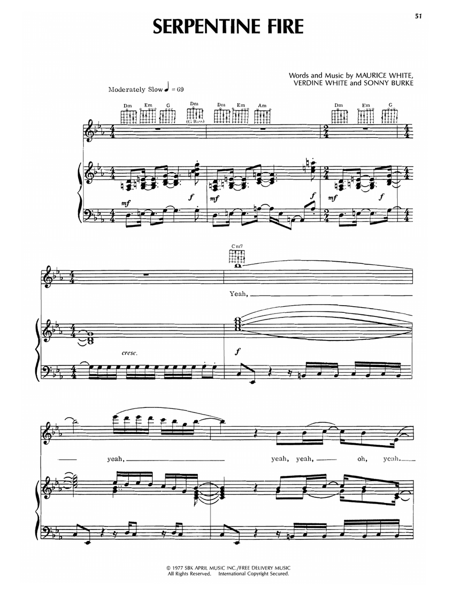 Serpentine Fire Serpentine Fire Piano, Vocal, Guitar scores gallery preview page 1
