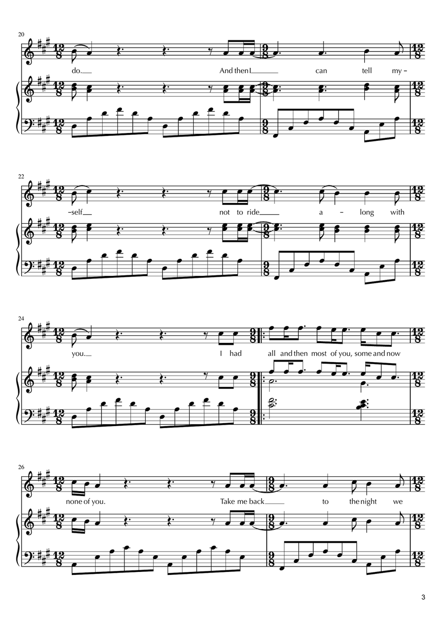 The Night We Met Piano, Vocal scores gallery preview page 3