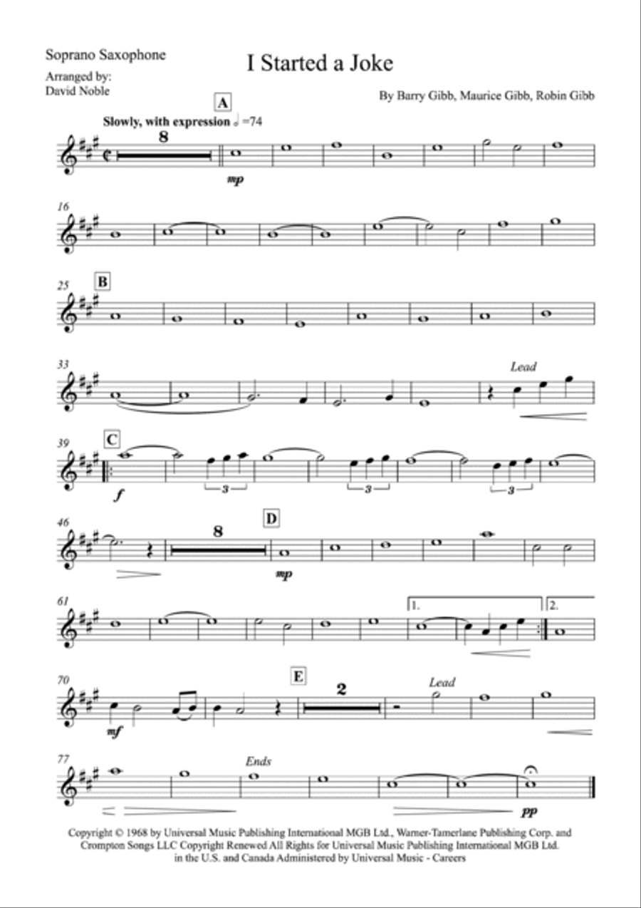 I Started A Joke Saxophone Quartet scores gallery preview page 4
