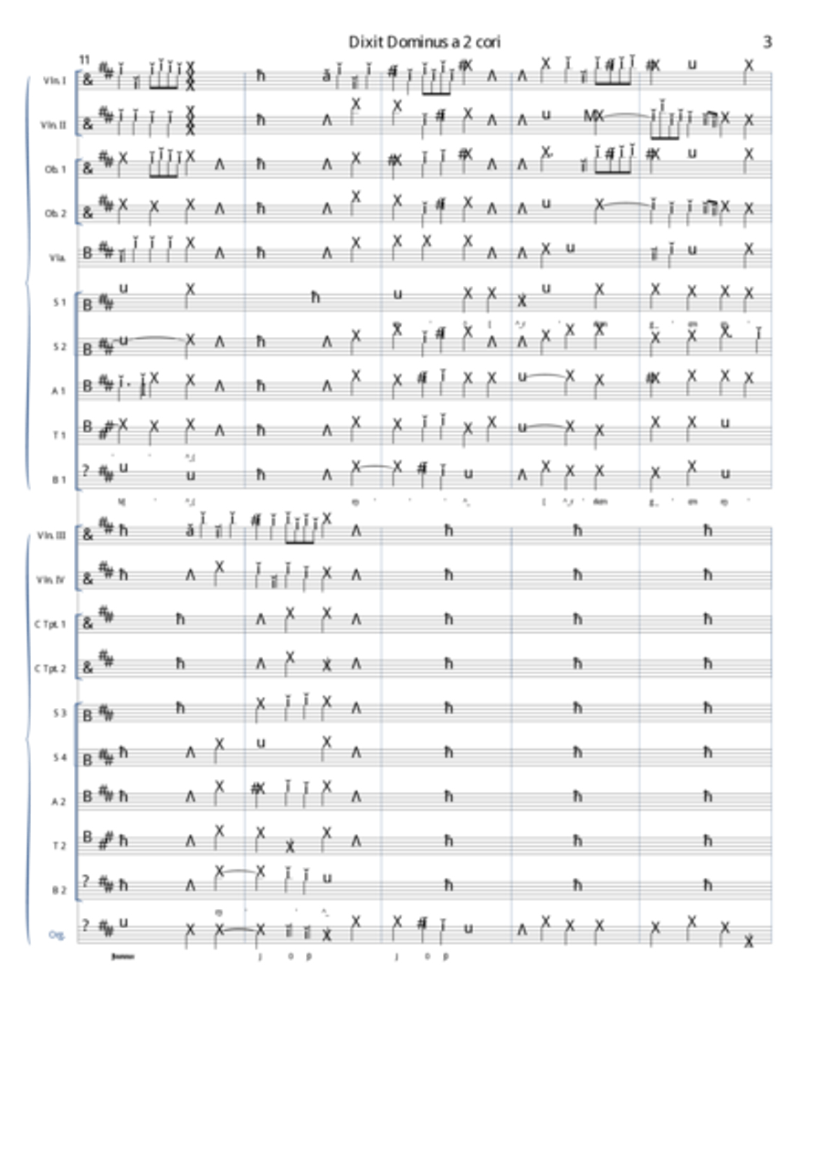 Leonardo Leo - Dixit Dominus a 2 cori, 1741, Primo movimento 4-Part scores gallery preview page 4