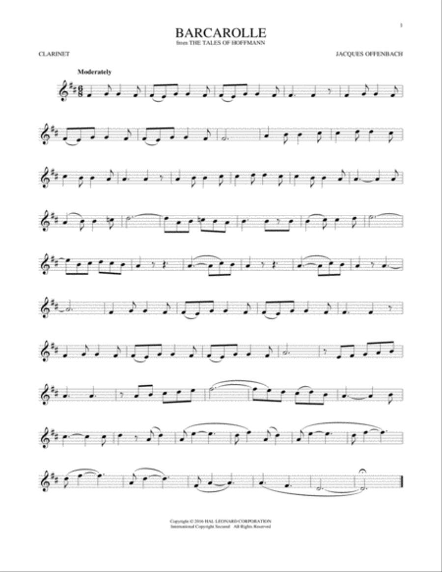 Barcarolle Clarinet Solo scores gallery preview page 1