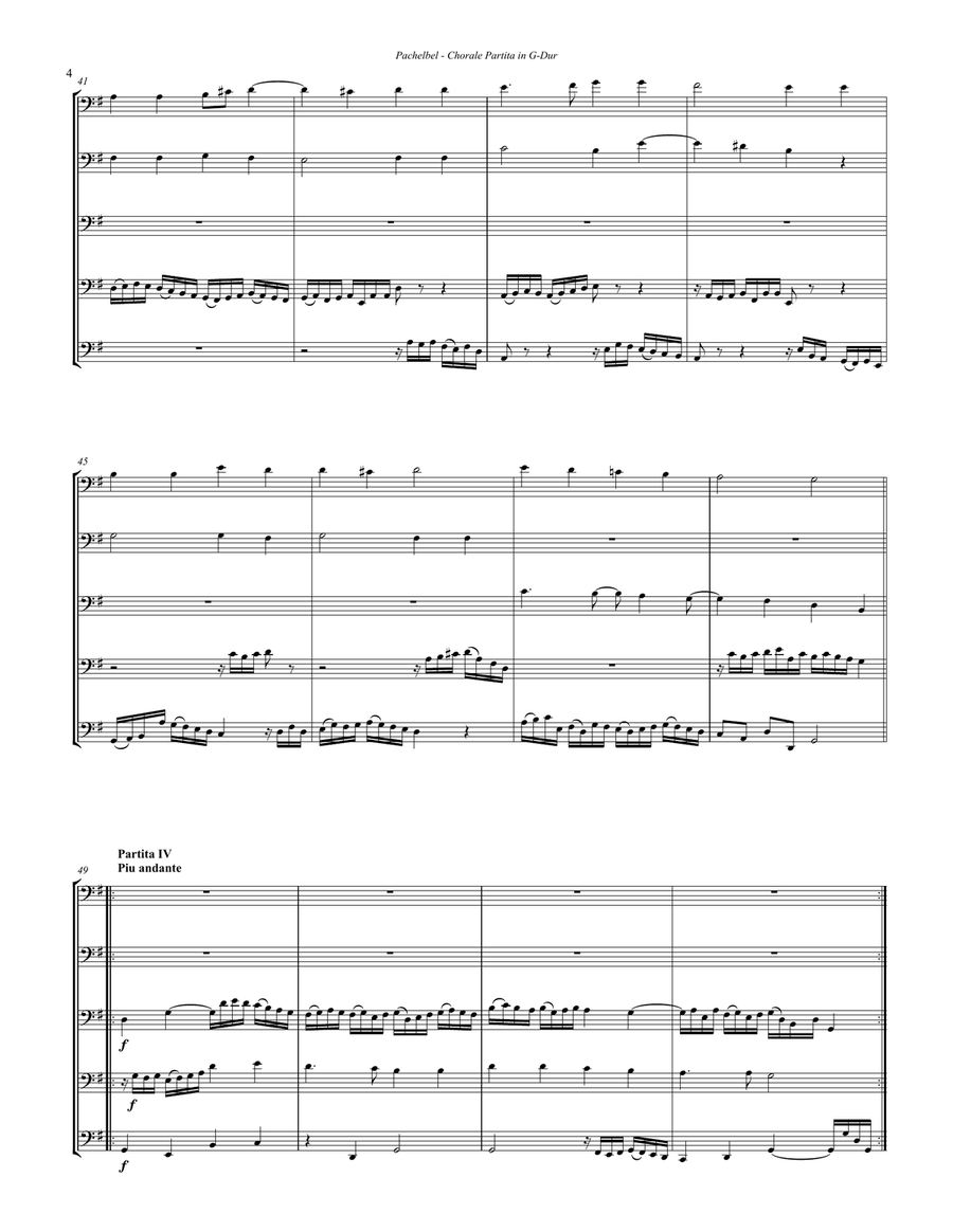Chorale Partita with Seven Variations for 5-part Tuba Ensemble 4-Part scores gallery preview page 4