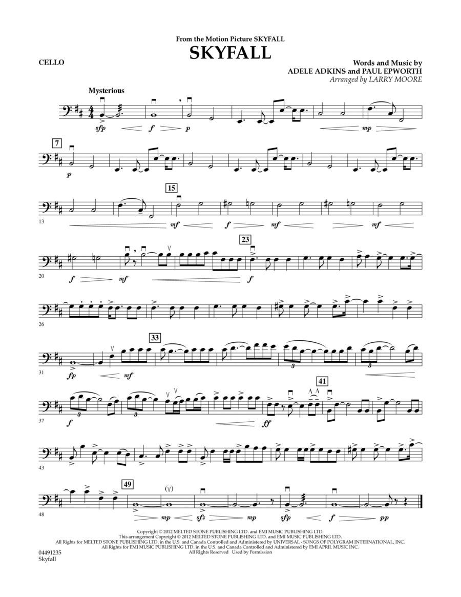 Skyfall - Cello Skyfall - Cello Orchestra scores gallery preview page 1