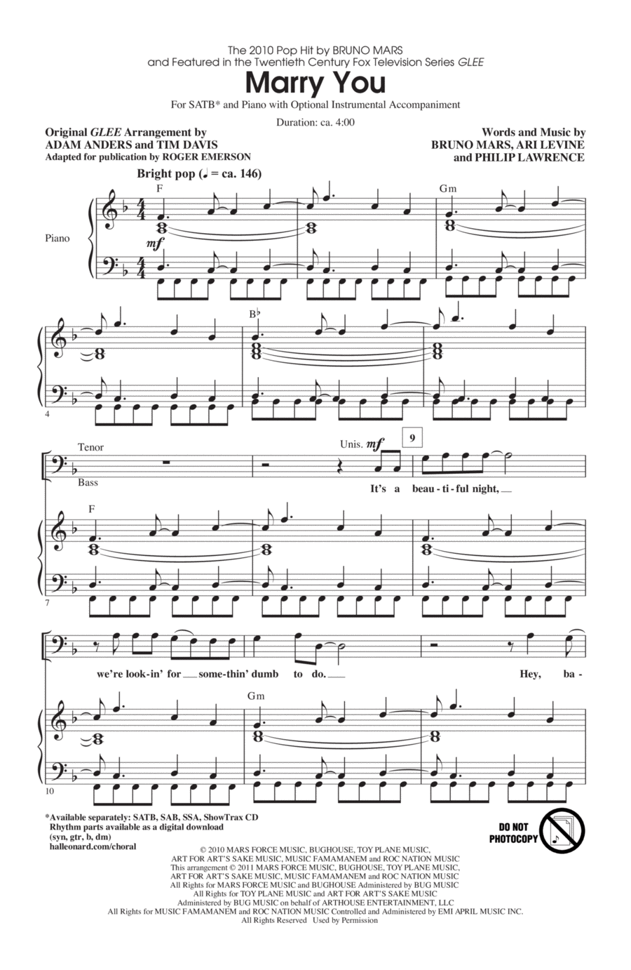 Marry You 4-Part scores gallery preview page 1