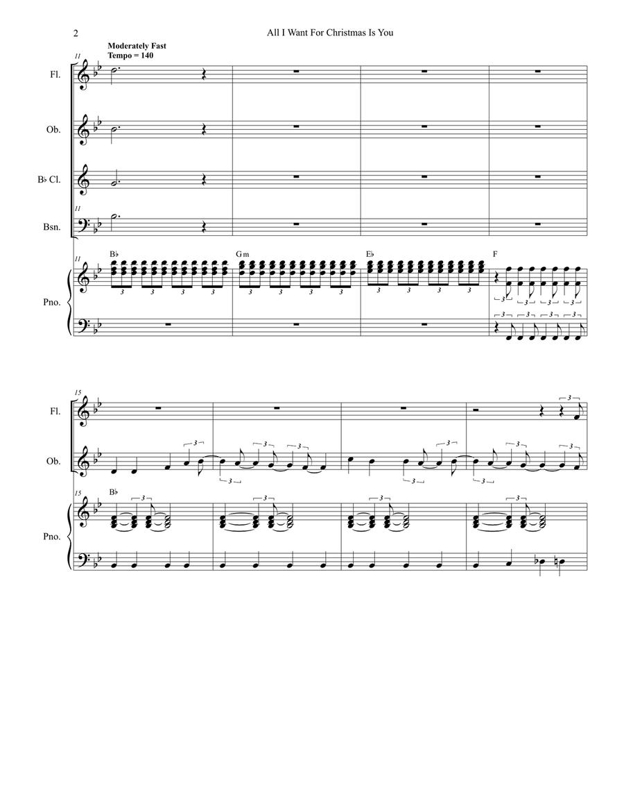All I Want For Christmas Is You Woodwind Quartet scores gallery preview page 2