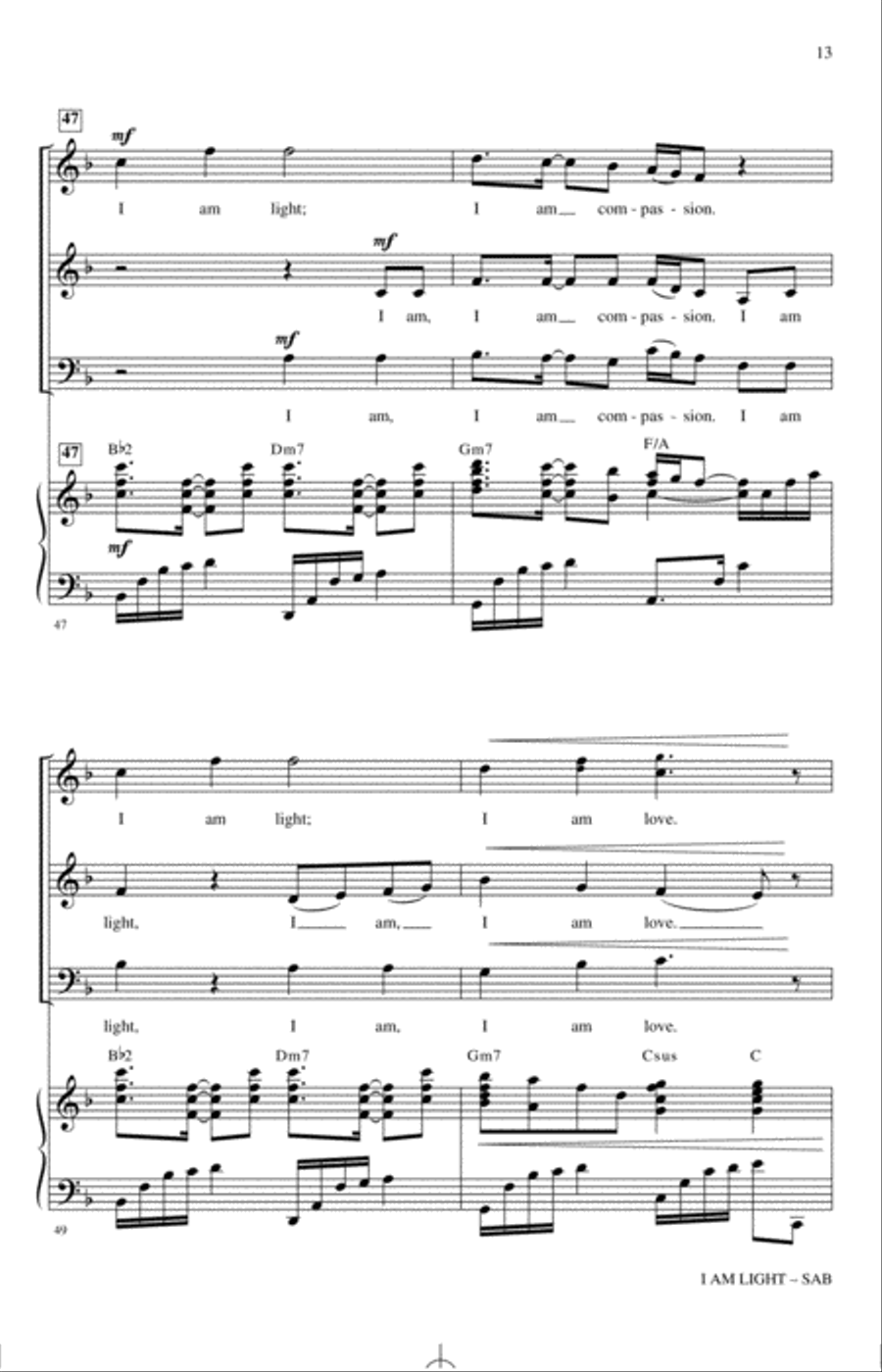 I Am Light (arr. Mark Hayes and Kimberly Lilley) 3-Part scores gallery preview page 12