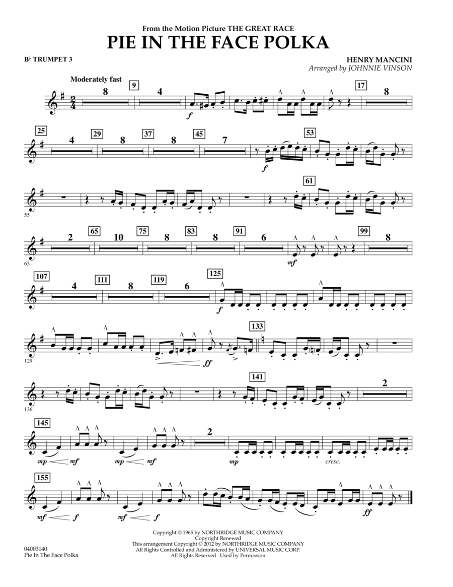 Pie In The Face Polka - Bb Trumpet 3 Concert Band scores gallery preview page 1