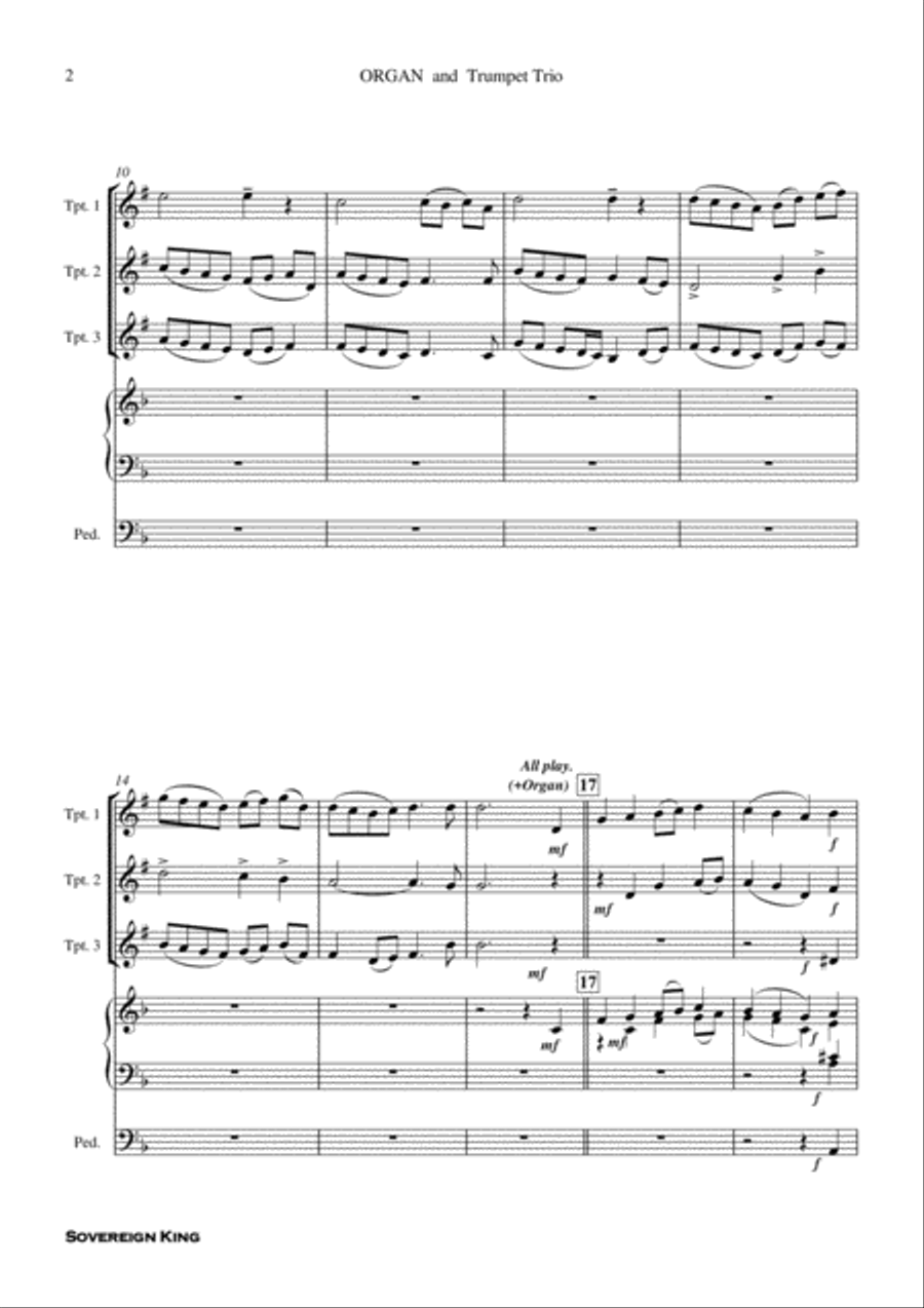 Sovereign King - Trumpet Trio with Organ Score and Parts PDF Trumpet Trio scores gallery preview page 3