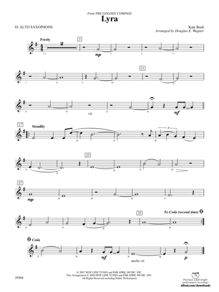 Lyra (from The Golden Compass): E-flat Alto Saxophone