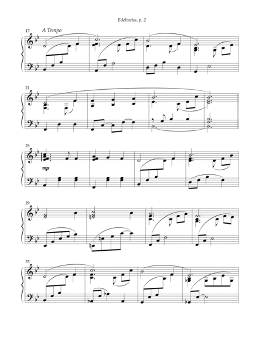 Edelweiss Piano Solo scores gallery preview page 2