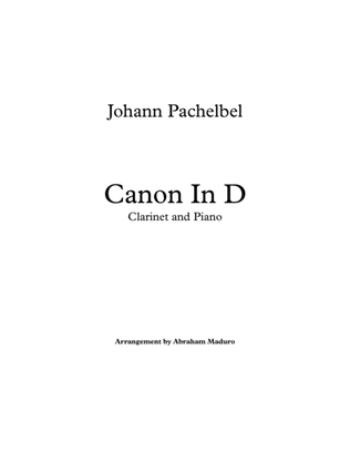 Book cover for Pachelbel`s Canon In D Clarinet and Piano