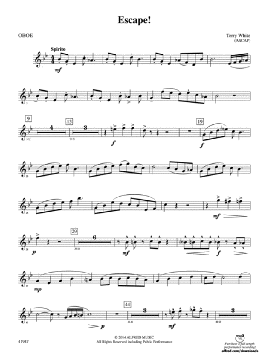 Escape!: Oboe Concert Band scores gallery preview page 1