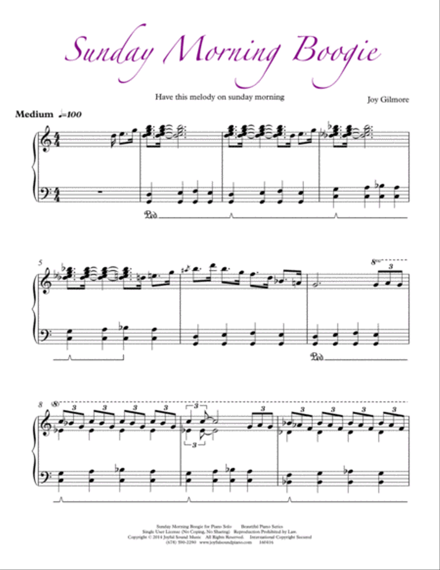 Sunday Morning Boogie Piano Solo scores gallery preview page 2