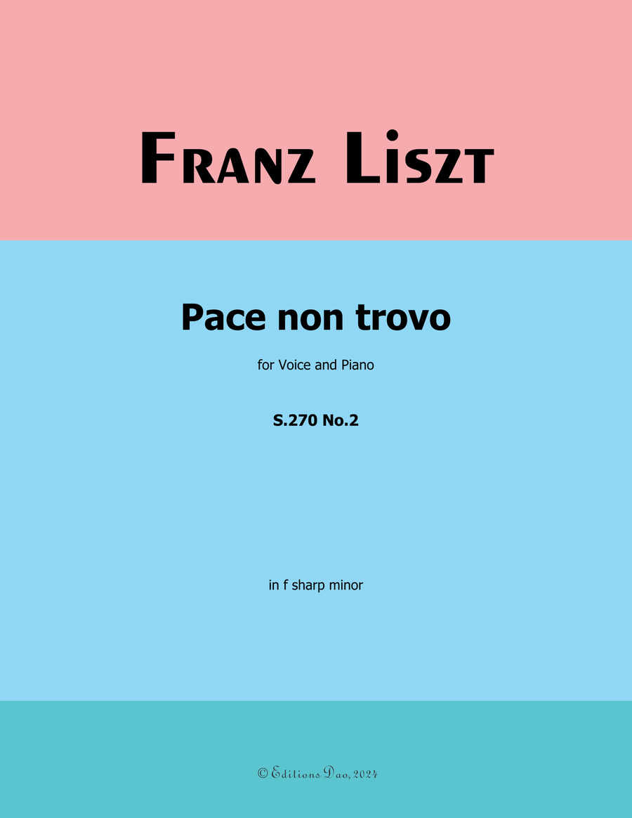 Pace non trovo, by Liszt, S.270 No.2, in f sharp minor Voice scores gallery preview page 1