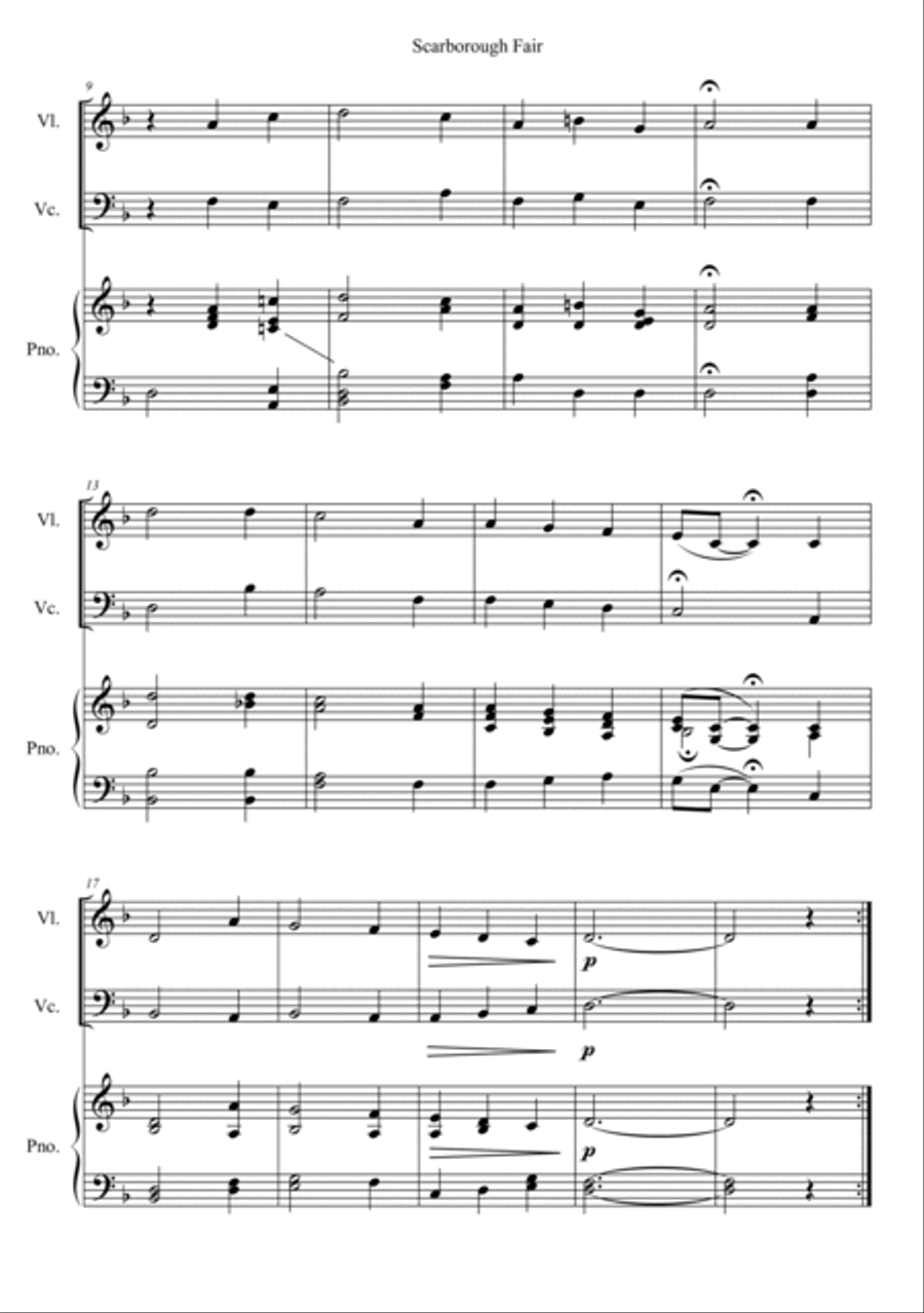 Scarborough Fair Piano Trio scores gallery preview page 2