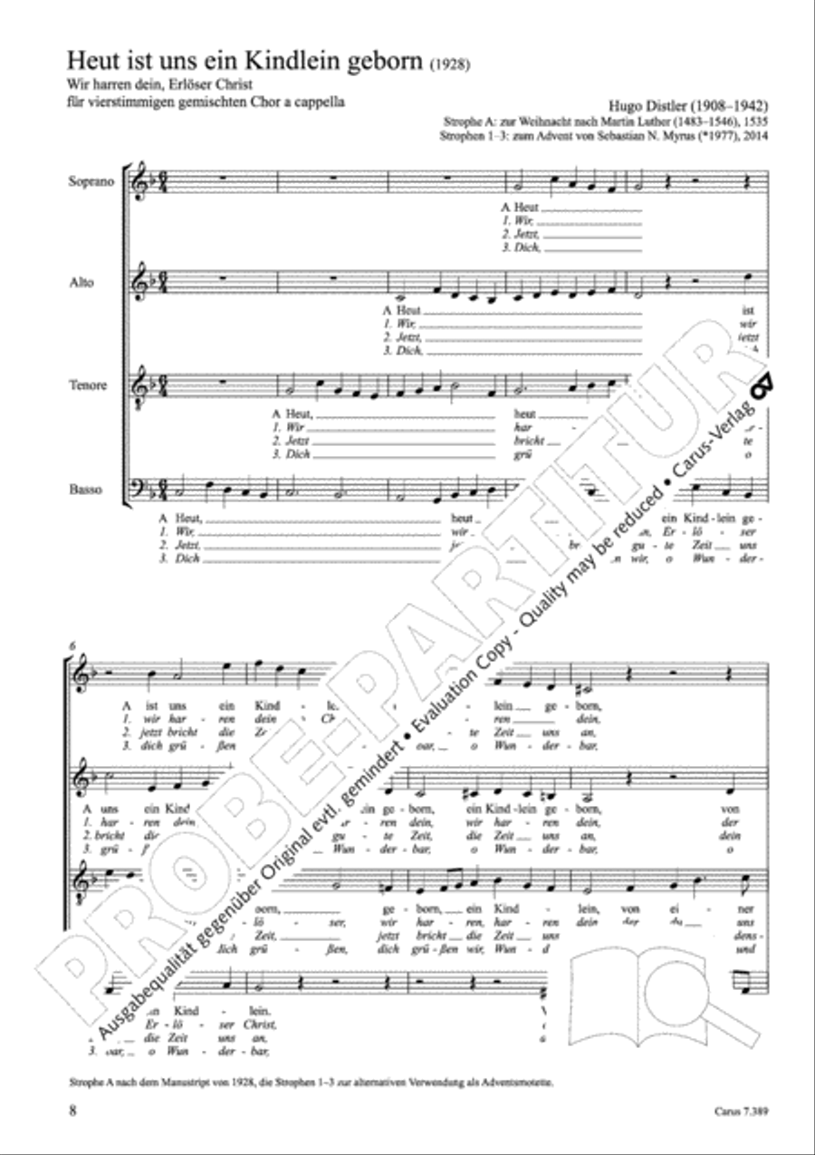 Four Motets for Advent and Christmas (Vier Motetten fur Advent und Weihnachten) 4-Part scores gallery preview page 13