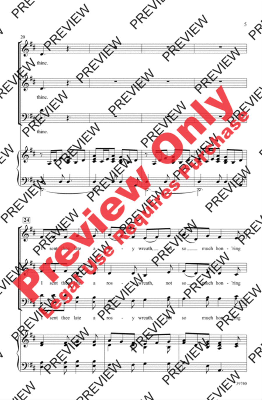 Drink to Me Only with Thine Eyes 3-Part scores gallery preview page 5