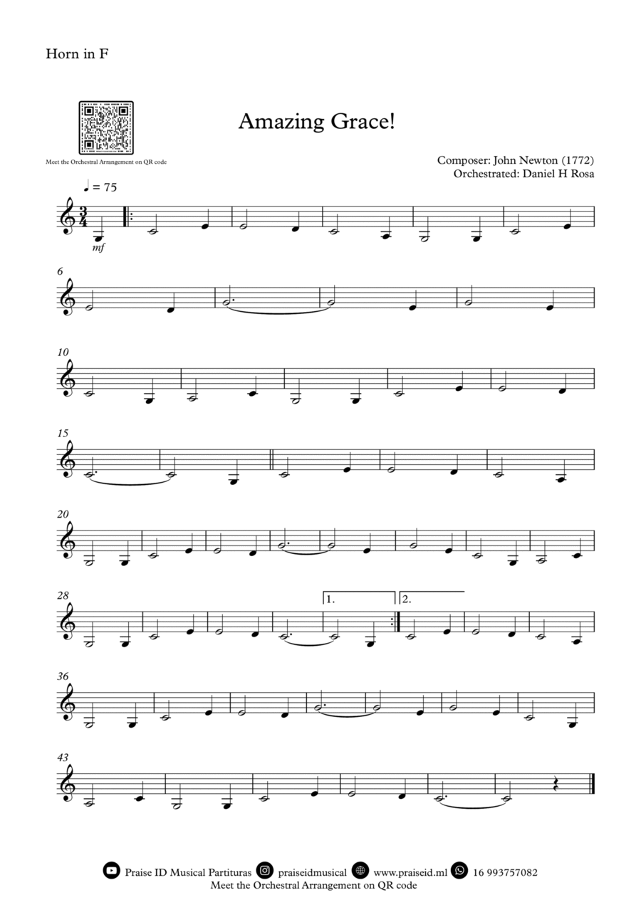 Amazing grace french horn hot sale