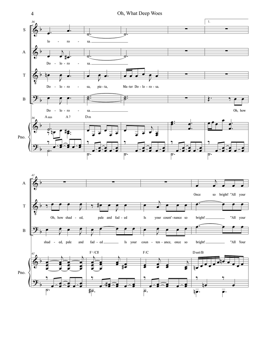 Oh, What Deep Woes (Pieta, Mater Dolorosa) (SATB) 4-Part scores gallery preview page 4