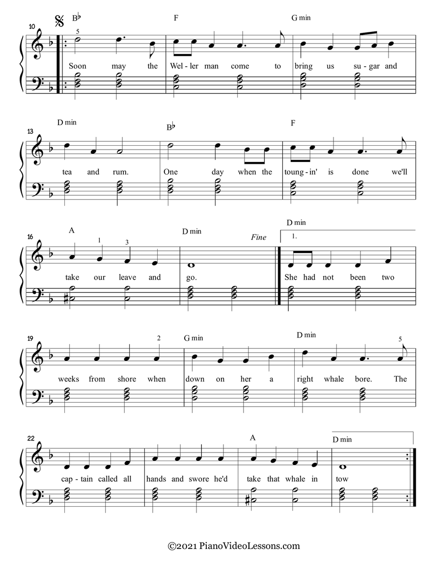 The Wellerman - a Sea Shanty - Easy Chord Style Acoustic Guitar scores gallery preview page 2